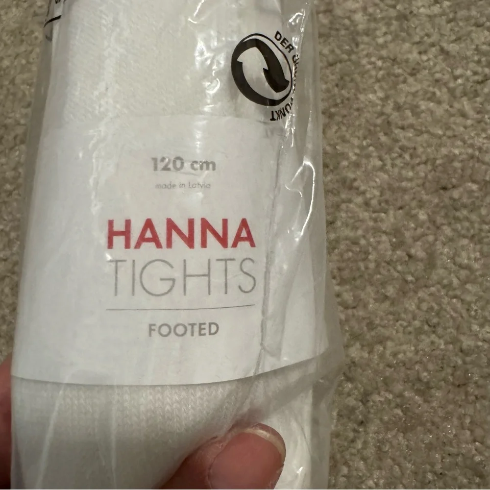 Hanna Andersson White Footed Tights Oeko-Tex Cotton Blend NWT-120cm (6-7 Year)